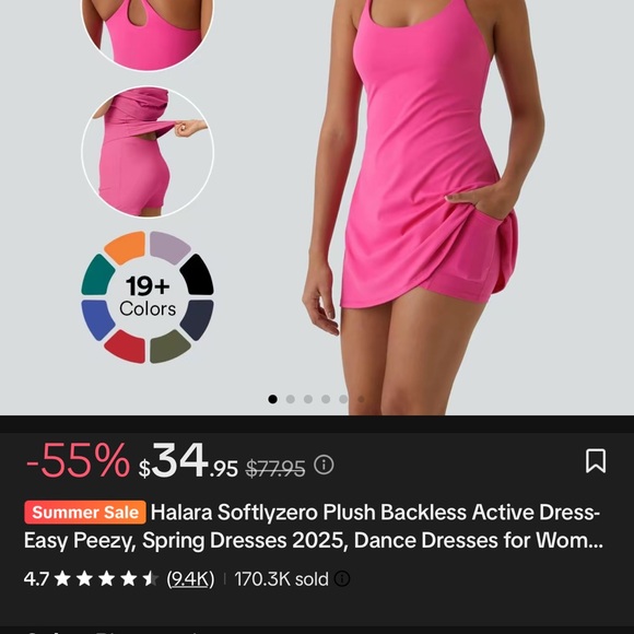 HALARA Bright Pink Strappy Dress - Picture 3 of 3